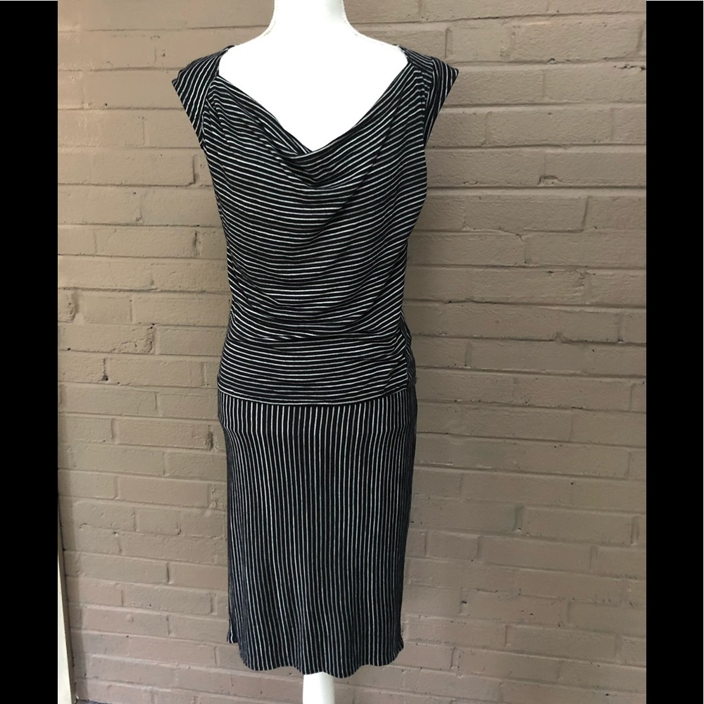 Derek Lam Black striped blouson dress XS